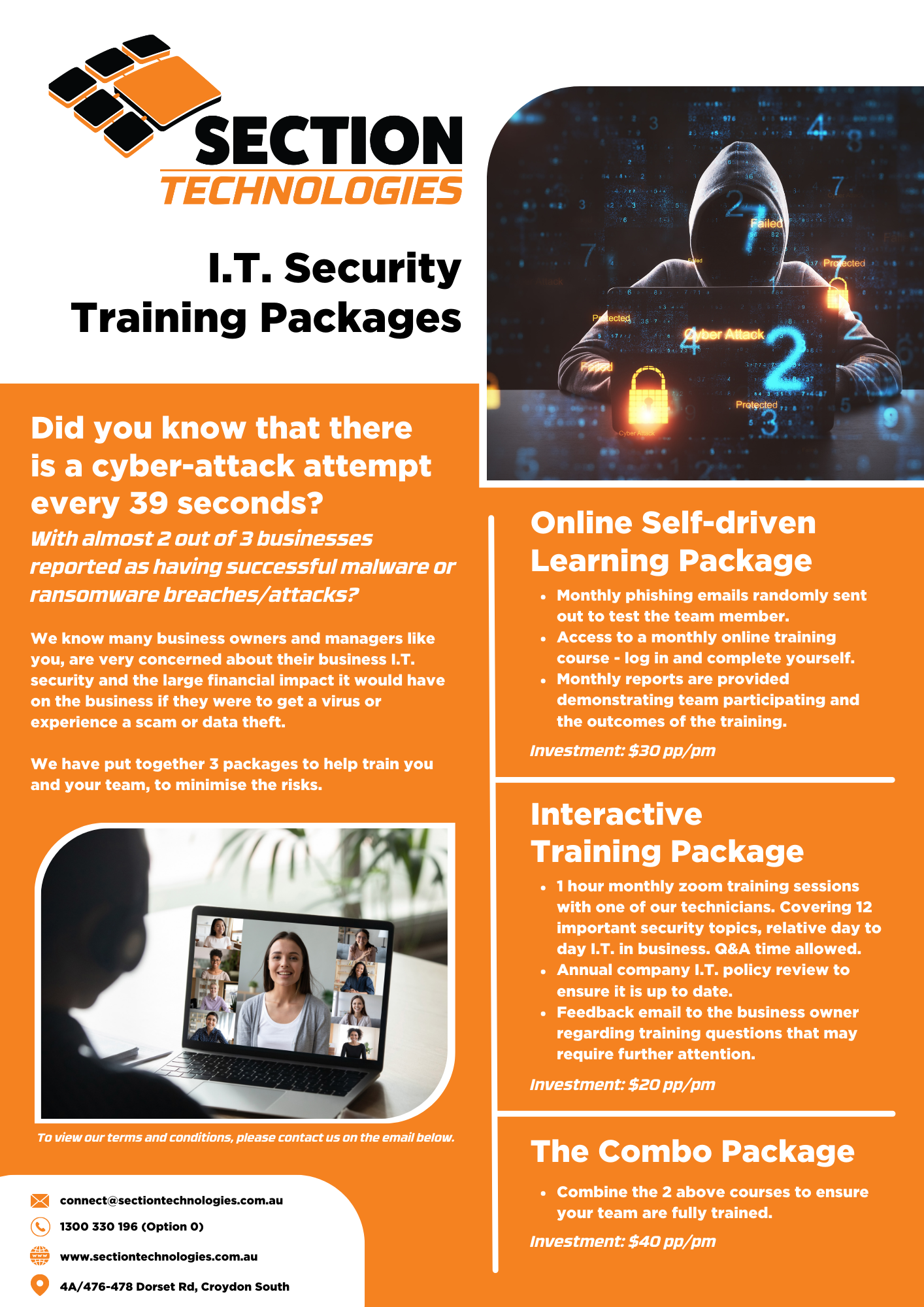 Details about the IT security packages available at Section Technologies